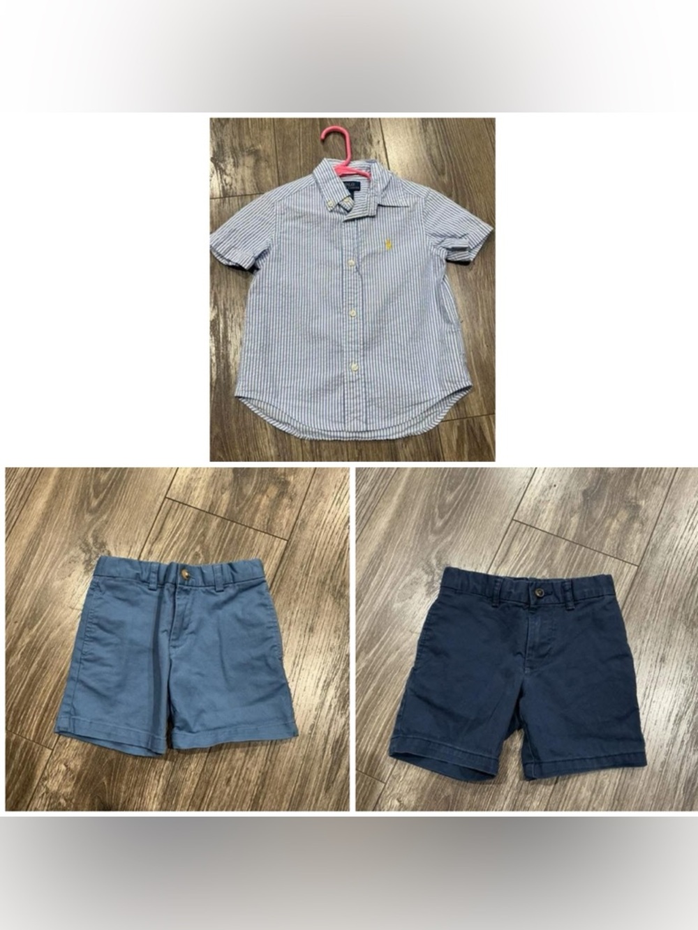Polo by Ralph Lauren Blue Striped Button-Down with Light Blue & Navy Shorts